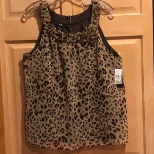 New AGB Women's Leopard Print Sleeveless Blouse